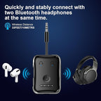 Premium Bluetooth 5.4 Transmitter, Airplane Wireless Adapter, Supports 2 AirPods/Headphones, Bluetooth Transmitter for TV, Airplane, Gym, with aptX Adaptive & Low Latency