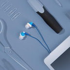 Panasonic ErgoFit Wired Earbuds, In-Ear Headphones with Dynamic Crystal-Clear Sound and Ergonomic Custom-Fit Earpieces (S/M/L), 3.5mm Jack for Phones and Laptops, No Mic - RP-HJE120-A (Blue)