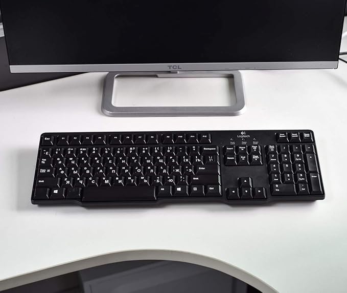 2PCS Russian Keyboard Stickers, Russian-Englsih Keyboard Letters Replacement Stickers White Font Black Background for PC Computer Laptop Notebook Desktop, Cyrillic Keyboard Alphabet Stickers