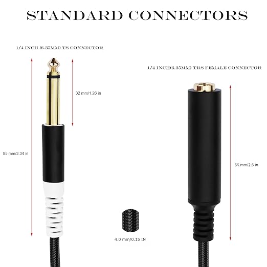 3.5mm to 1/4 Adapter Cable, 3.5mm TRS Female to Dual 1/4 inch TS Male Y Splitter Cable Adapter, Mini Jack Stereo to 2 Quarter inch Mono Insert Cable - 1 ft