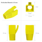 100Pack RJ45 Boot Cover, Cat5 Cat6 Cat6A Ethernet Network Cable Strain Relief Boot, Fits Overall Jacket Diameter 5.5-6.5MM Ethernet Cable (Hole Diameter: 6.5mm, Yellow)