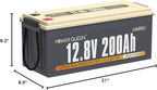 Power Queen 12V 200Ah LiFePO4 Battery with Built-in 100A BMS, 2560Wh Lithium Battery 15000+ Cycles, 10 Years Lifespan, Perfect for RV Camping, Solar Energy Storage, Back-up Power