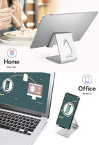 Cell Phone Stand for Desk, Desktop Phone Holder, Aluminum Mobile Phone Stand for iPhone 15 14 13 12 pro Mini 11 X Xr Xs max 8 7 6 6s Plus Samsung Galaxy S21 Ultra All Smart Phones,Silver