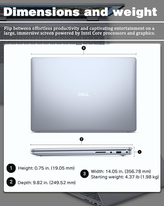 Dell Inspiron 16 Business Laptop - 16'' Touchscreen FHD+ Dsiaplay, Intel 10-Core 7 150U(Up to 5.4GHz) Express Charge, Backlit Keyboard, Windows 11 pro, Fingerprint (32GB RAM | 2TB SSD