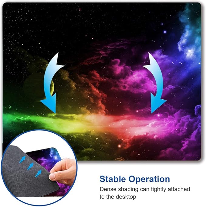 Mouse Pad, Gaming Mouse Pad, Galaxy Mouse Pad, Aurora Light Pattern Green and Purple Design Mouse Pads, Square Waterproof Mouse Pad Non-Slip Rubber Base MousePads for Office Home Laptop Travel