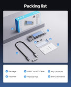 ORICO 40Gbps M.2 NVMe SSD Enclosure with Built-in Cooling Fan, Tool-Free External Hard Drive Enclosure, Support 2230 2242 2260 2280(M Key), Compatible with Thunderbolt 3/4 USB4/3.2/3.1/3.0/2.0-TCM2U4