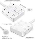 Power Strip Surge Protector 20ft Extension Cord,SMNICE Flat Plug with 12 Outlets 6 USB(2 USB C),Surge Protector Charging Station with Overload Protection for Home, Dorm,Office