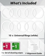 Metal Rings 10PCS,Ultra-Thin(0.4mm) for MagSafe Sticker,Magnetic Adapter,Phone Cases&Wireless Charger,Compatible with iPhone 16/15/14/13,Galaxy S24/S23/S22/Kindle(White 10PCS)