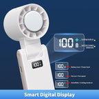 OTPEIR Portable Handheld Turbo Fan with Cooling Tech, Digital Display, 100-Speed Control, Rechargeable 4-in-1 Personal Fan for Travel, Outdoor, Office (White)