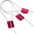 Leadseals(R) 200 Red Steel Cable Seals Metal Security Tag Numbered Truck Trailer Seal Anti-Tamper Pull-Tite Security Seal Aluminum Body Transport Shipping Seal Self-Locking Safety Ties ISO 17712