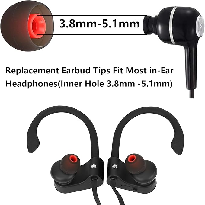 Silicone Replacement Earbud Tips Earbud Covers Ear Tips Fit for in-Ear Headphones (Inner Hole 3.8mm -5.1mm) Earbud Replacement Tips 9 Pairs
