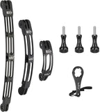 HSU Aluminum Alloy Curved Extension Arm Kit Metal Pole Mount Helmet Stick Extension Arm Mount for GoPro Hero 13/12/11/10/9/8/7/6 Black, DJI Osmo Action and More Action Cameras (7.9”/5.3”/3”) (Black)