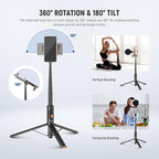 NEEWER 57.9" Selfie Stick Tripod Compatible with iPhone Samsung Android, Metal Portable Lightweight Travel Cell Phone Stand with Phone Holder Mount & Remote for Video Recording Filming, PA992 Black