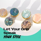 OnTheGrip Cute Natural Seashell Design Round Shape Collapsible Mobile Phone Grip Stand Holder for Smartphone Tablet Cell Phone Accessory (Aqua Blue)