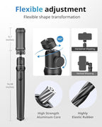 UBeesize Camera Tripod with Remote, Flexible Tripod Stand with Phone Holder and Action Camera Mount Adapter for iPhone Samsung Cellphones, Canon Nikon Sony Cameras