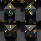 Haxtec DND Dice Set Black Sharp Edge Resin Dice with Dice Case Iridecent D&D Dice for RPG Compatible with Dungeons and Dragons DND Gift-Black Galaxy