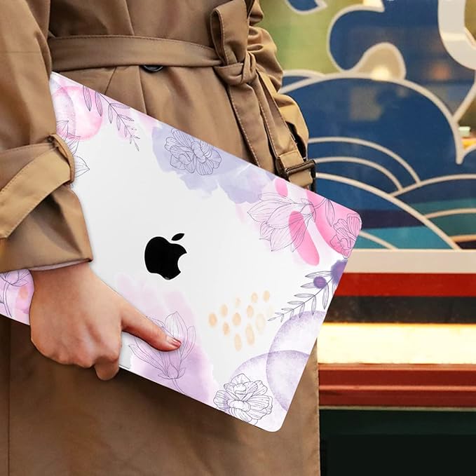 Mektron for MacBook Air 13 Case A1466/A1369 (2010-2017 Release), Snap-on Plastic Hard Shell Cover for MacBook Air 13.3 inch with Keyboard Cover,Floral S753