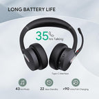 Yealink BH70 UC Wireless Bluetooth Headset with Microphone for Work, up to 35h Talking Battery, Teams UC Compatible Headsets for Computer Mobile, 147g Lightweight Headphone for Open Office 50m Range