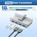 USB HUB3.0,Clamp USB HUB,Aluminum 4-Port USB Adapter with Extra Power Supply Port and 2pcs Long Cable(59inches Data & 39inches Power Cables) for iMac,Laptop,MacBook Pro,Dell,Xbox,HDD/U Disk etc