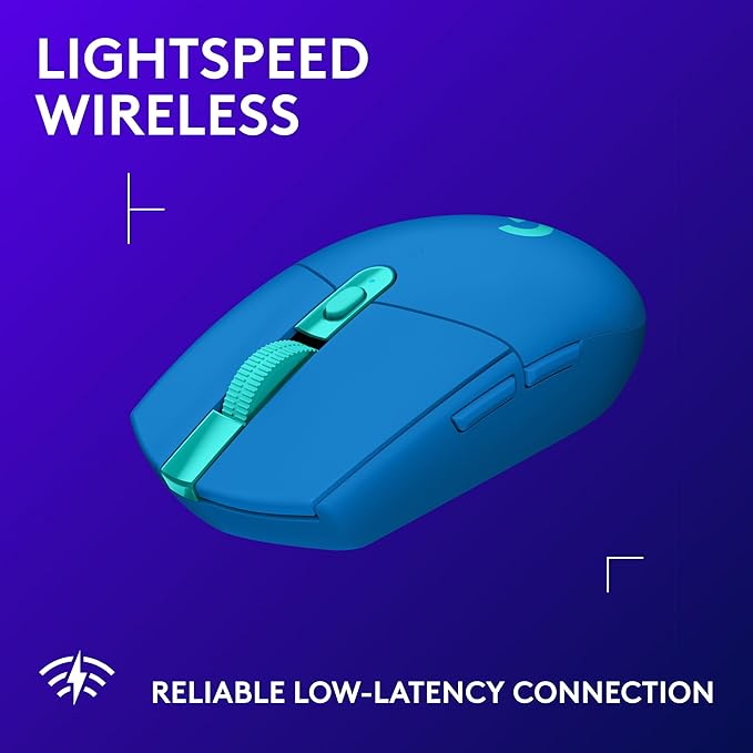 Logitech G305 LIGHTSPEED Wireless Gaming Mouse, Hero 12K Sensor, 12,000 DPI, Lightweight, 6 Programmable Buttons, 250h Battery Life, On-Board Memory, PC/Mac - Blue