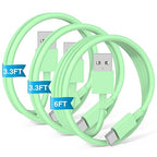 3-Pack Green [3.3FT+3.3FT+6FT] USB A to USB C Cable，USB to USB C Car Carplay Cable for iPhone 16 15 Pro Plus Pro Max，for iPad Pro/Air/Mini，for Samsung S24/S23/S22/S21，for MacBook Pro/Air and More