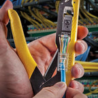 Klein Tools VDV026-813 RJ45 Ethernet Cable Tester and Crimper Kit, Pass-Thru Technology, Includes Connectors for Cat5e / CAT6 Data Applications, Pack of 50