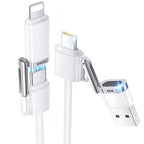 SHEZI 4-in-1 USB C Cable Compatible With Lightning Cable 60W Fast Charging & Data Transfer, Support to CarPlay & Android Auto, 5FT Travel Multi Cord Charger Combo for iPhone/iPad/Samsung/MacBook Cable