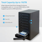 USB 4.0 (40Gbps) Type-C 8 Bay 2.5 Inch and 3.5 Inch SATA Hard Drive External Hard Drive Enclosure