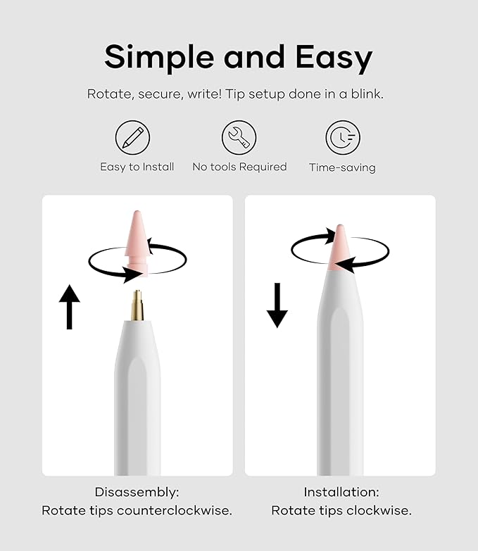 Replacement Pencil Tips for Apple Pencil Pro, Pen Tips for Apple Pencil 2nd Gen/1st Gen/USB-C, Wear-Resisting Pencil Nibs with Storage Box, Pen Nibs Set Compatible with Apple Pen (6 Pack, Pink)