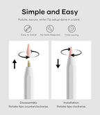 Replacement Pencil Tips for Apple Pencil Pro, Pen Tips for Apple Pencil 2nd Gen/1st Gen/USB-C, Wear-Resisting Pencil Nibs with Storage Box, Pen Nibs Set Compatible with Apple Pen (6 Pack, Pink)
