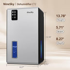 NineSky Dehumidifiers for Home, 95 OZ Water Tank, (1000 sq.ft) Dehumidifiers for Bathroom Bedroom Basement with Auto Shut Off,7 Colors LED Light(Silver)
