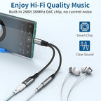USB C to 3.5mm Headphone and Charger Adapter, 2-in-1 Type C to Aux Jack Cable with PD 60W Fast Charging for iPhone15 16 17 Pro Max, Samsung Galaxy S22 S23 S24 S25 Ultra, Note 20, iPad Air4, Pixel 8 9
