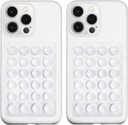 2 Pack Silicone Suction Phone Case Mount, Silicon Adhesive Phone Grip for Smartphones, Hands-Free Mirror Shower Phone Holder for Selfies, Tiktok Videos (White)