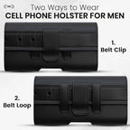 Leather Phone Holster for iPhone 17 Pro, 17, 16 Pro, 16e, 15, 15 Pro, 14, 13, 12, 11, X, XR, XS – Belt Clip Case Pouch for Men & Women | Magnetic Closure | Fits with Protective Cover