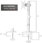 Mount-It! White Single Monitor Stand – Adjustable Desk Arm for Computer Screens – VESA Compatible Holder Up to 32" 19.8 lbs – 360° Rotation, 160° Swivel, 40° Tilt – Space-Saving Clamp & Grommet Base