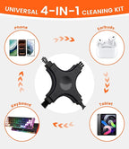 Port Cleaning Kit for iPhone, CODOGOY Charging Port Cleaner Tool with Soft Brushes for Lightning & USB-C, All Devices Cleaning Tool - Black
