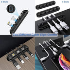 OCYCLONE Cell Phone Stand + 2 PCS Cable Organizer, Angle Height Adjustable iPhone Stand for Desk, Foldable Cell Phone Holder Tablet Stand Compatible with 4.7"-13" Phone Tablet