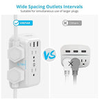 Wall Charger, Surge Protector, 6 Outlet Extender with 3 USB Charging Ports (1 USB C, 3.4A) 900J Wall Mount Power Strip Multi Plug Outlets for Home Travel Office ETL Listed