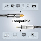 EMK 24K Gold-Plated Toslink to Mini Toslink Cable (3ft/1M) - Digital Optical Audio Cable with 3.5mm Mini Plug for Soundbar, Home Theater, TV - Silver SPDIF Fiber Optic Cable