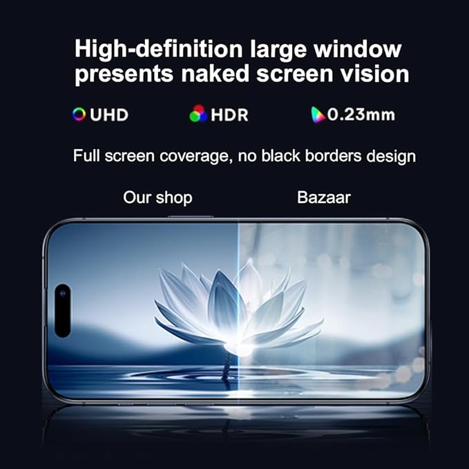 OneFish Screen Protector for Iphone 14 Pro, HD Clarity Tempered Glass Film 9H+ Hardness, with Hassle-Free Installation Frame, Dust-Free Bubble-Free Anti-Fingerprint, 2Pack