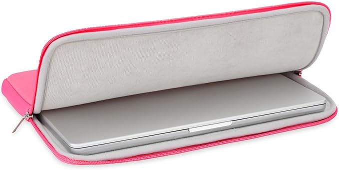 RAINYEAR 15 Inch Laptop Sleeve 15" Protective Soft Case Padded Carrying Cover Specially Compatible with 15.4" MacBook Pro/Air A3241 A2941 A3114 A1938 A1707 A1990 (Bright Pink, Upgraded Version)