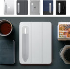 MoKo Pencil Holder Sticker Compatible with iPad Pencil 1st/2nd Generation, Elastic Pencil Case PU Leather Pouch for iPad 9th/8th Generation, iPad Air 4, iPad Pro 11&12.9, iPad Mini 6, Silver Grey
