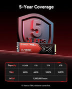 ORICO X7000 1TB NVMe SSD for Gaming, 7100MB/s Read Speed, 17μs Response Time, PCIe Gen 4 Internal Drive, PS5 & PC Compatibility, Comes with Heatsink for Enhanced Cooling and Multitasking
