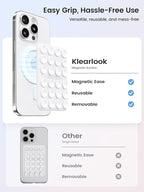 Klearlook Magnetic Suction Phone Mount for MagSafe Case, Removable Sticky Phone Grip Holder for Hands-Free Makeup/Selfie/Live Streaming/Vlog for TikTok & Instagram Influencer/Creator, Classic White