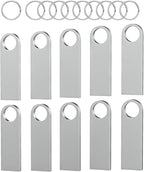 ABLAZE 1GB Flash Drive 10 Pack, Metal USB 2.0 Thumb Drives with Keychains USB Sticks Pendrives (Sliver)
