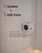 Allocacoc PowerCube Original USB; 4 Outlets Surge Protector 2 USBs Cubic Multi Socket Extender Power Tab Space Saving Compact No Blockage Dorm Home Office125V 15A 1875W Max Grey