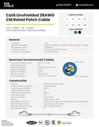 TRUECABLE Cat6 Component Rated Patch Cable, Unshielded (U/UTP), 7ft, White, 28AWG Solid Copper, Snagless 10G High-Speed Ethernet Cable, PoE++ 4PPoE 100W, UL Listed, RoHS-3, 1 Pack