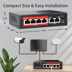STEAMEMO 5-Port Managed Gigabit Switch with Web Management | VLAN, QoS, Plug & Play | Metal Smart Switch for Home/Office | Desktop/Wall-Mountable