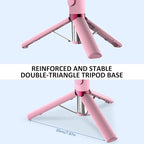 Selfie Stick Tripod, Foldable Cellphone Tripod with Remote for Group Selfies/Live Streaming/Video Recording, for iPhone Series Android, Pink
