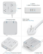 TESSAN Power Strip Surge Protector 10 Ft Cord, 8 AC Outlets, 3 USB Charger(1 USB C Port), Ultra Thin Extension Cord, Flat Plug, 900 Joules Protection, Desk Charging Station for Home, Office